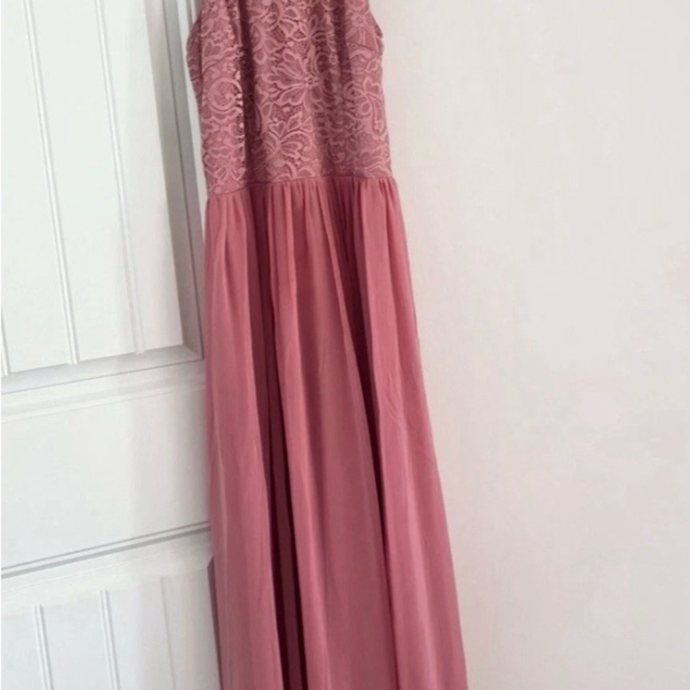 Elegant Pink Lace Maxi Dress